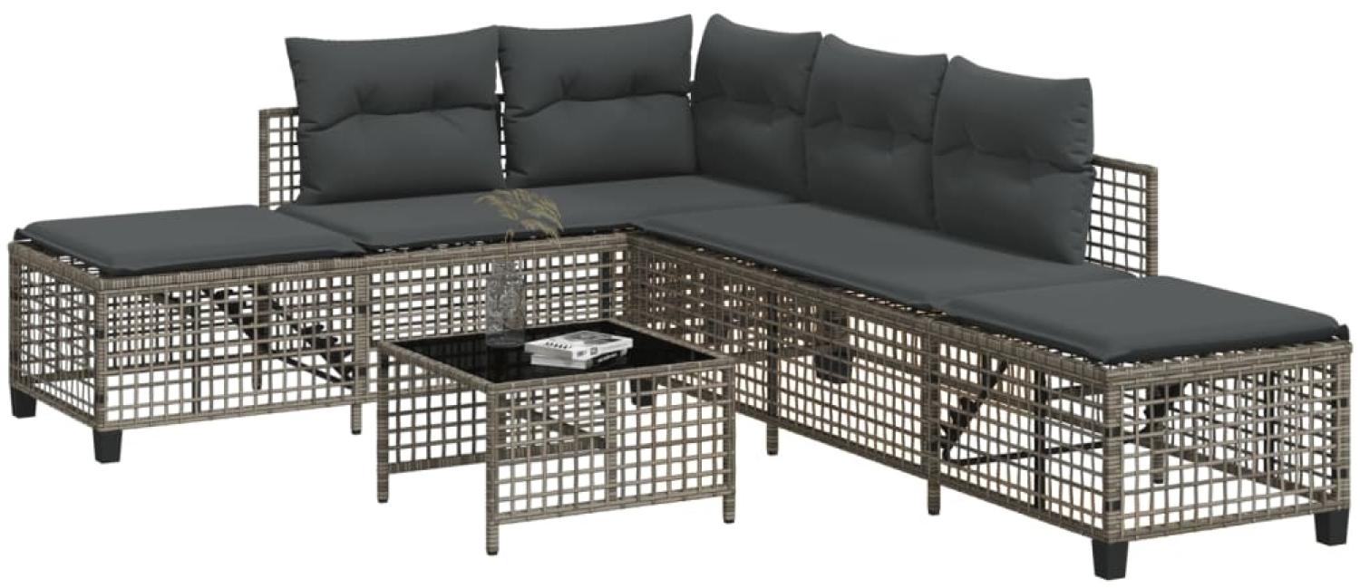 vidaXL 3-tlg. Garten-Ecksofa-Set mit Kissen Grau Poly Rattan 365446 Bild 1