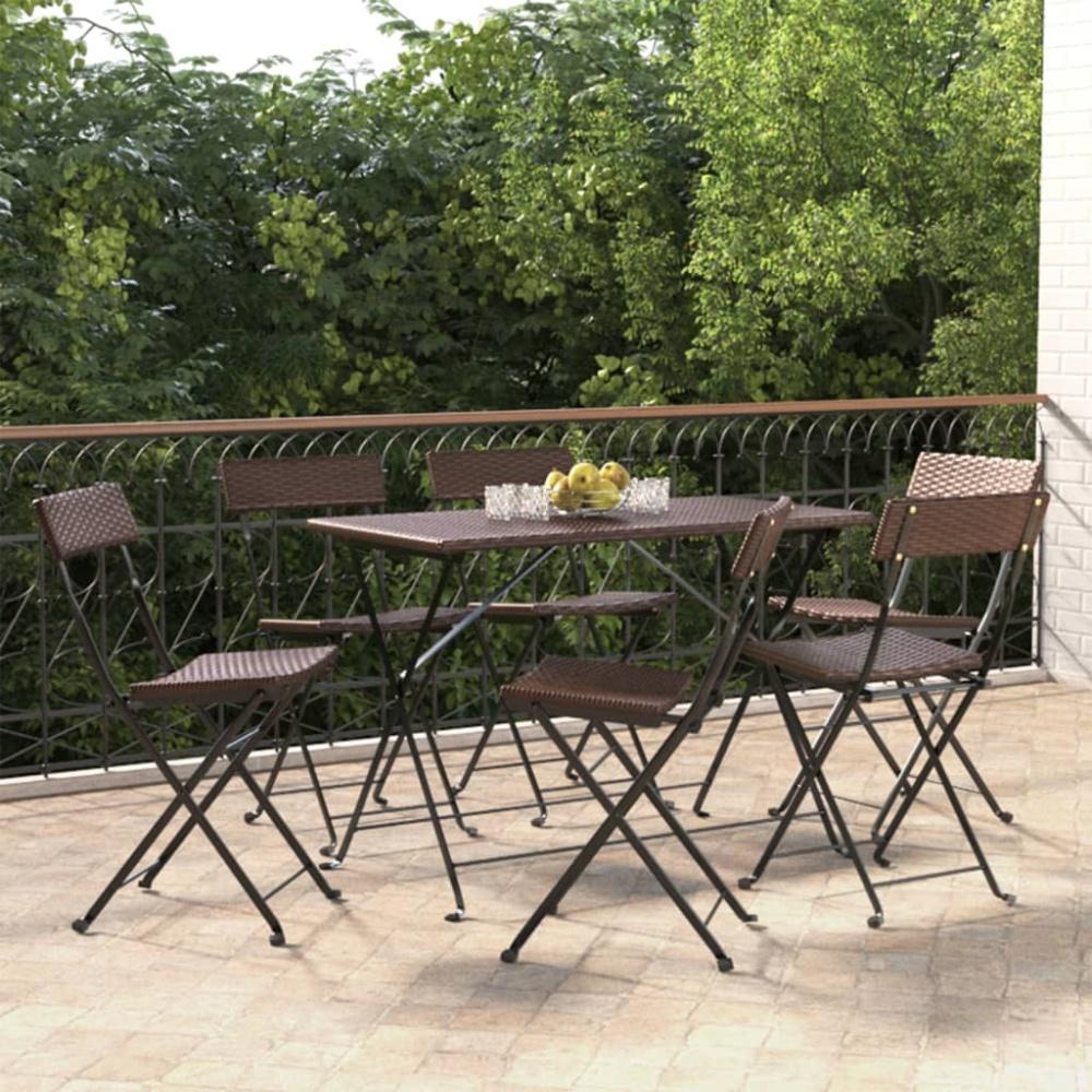 vidaXL Bistrostühle 6 Stk. Klappbar Braun Poly Rattan und Stahl 3152116 Bild 1