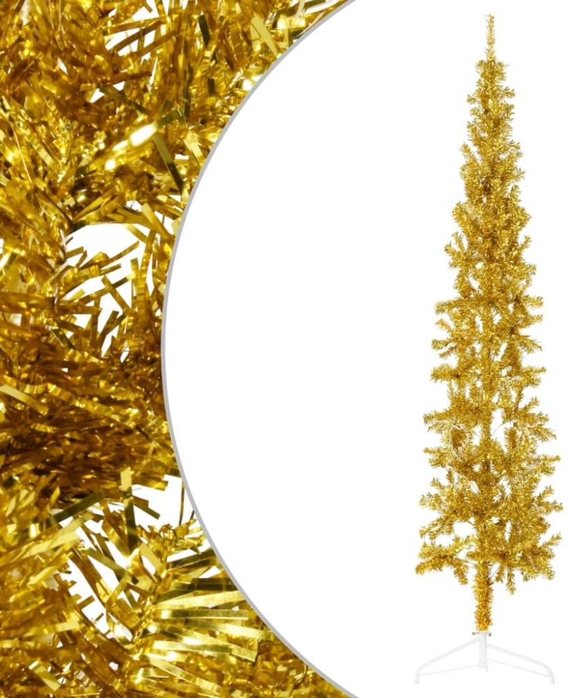 vidaXL Künstlicher Halb-Weihnachtsbaum mit Ständer Schlank Gold 240 cm 344593 Bild 1