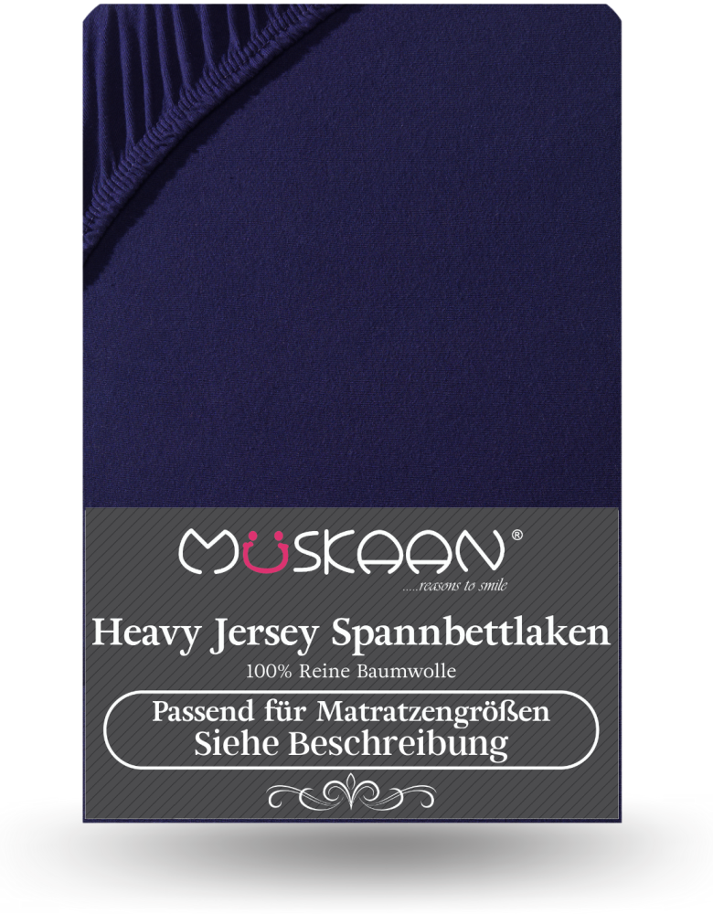 Müskaan - Premium Jersey Spannbettlaken 180x200 cm - 200x200 cm + 15 cm Topper 160 g/m² navyblau Bild 1