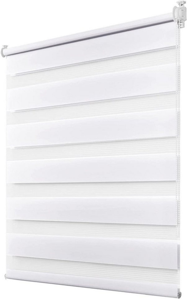 Doppelrollo Fensterrollos Ohne Bohren, Vkele, 200cm/230cm, Sonnenschutz, Lichtdurchlässig und Verdunkelnd. Bild 1