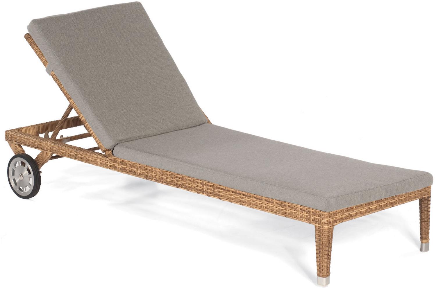 Sonnenpartner Sonnenliege Caicos Aluminium mit Polyrattan natura-antik Rollliege mit Auflage Bild 1