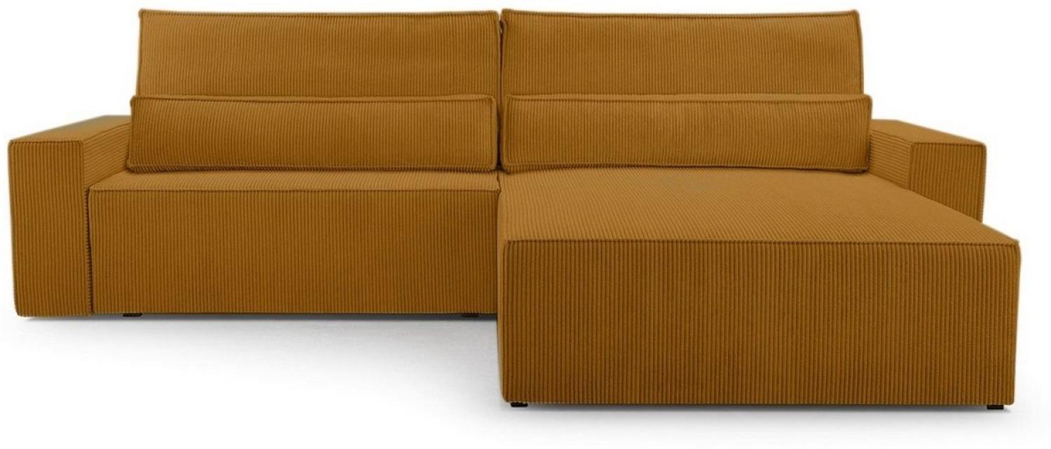 MOEBLO Ecksofa aus Cord DENVER L, Ottomane beidseitig montierbar Couch Cord für Wohnzimmer Schlafsofa Sofagarnitur Sofa Eckcouch L-Form Cordstoff - 290 x 85 x 200 cm, mit Schlaffunktion und Bettkasten, mit Relaxfunktion Bild 1