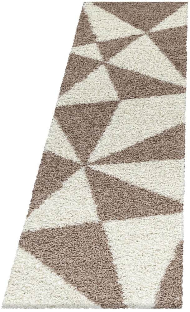 Hochflor Teppich Tarra Läufer - 80x250 cm - Beige Bild 1
