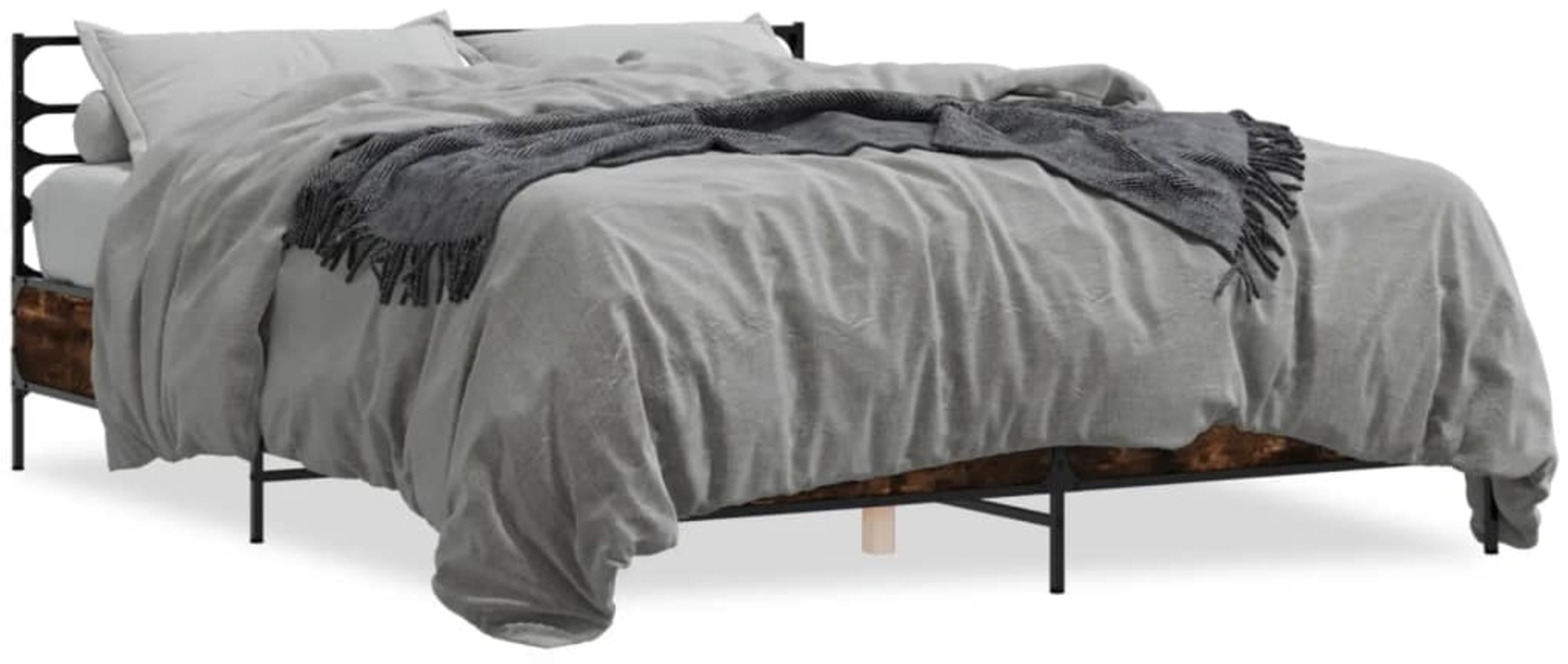 vidaXL Bettgestell Räuchereiche 150x200 cm Holzwerkstoff und Metall 3280049 Bild 1