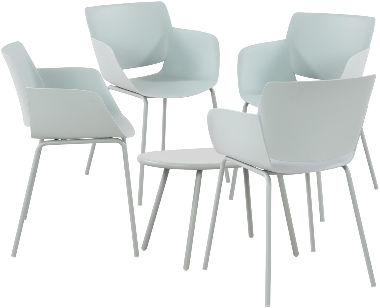 CLP Sitzgruppe Velvena Set Tisch Velva Stühle Alpena wetterfest und UV-beständig,türkis 4 Stühle Bild 1