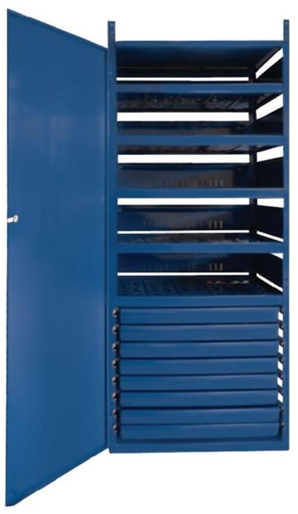 Schrank m.Tür LOGS 145 H1550xB540xT390mm 8 Schubl. 5 Fbd. blau RAL LOGS "" Bild 1