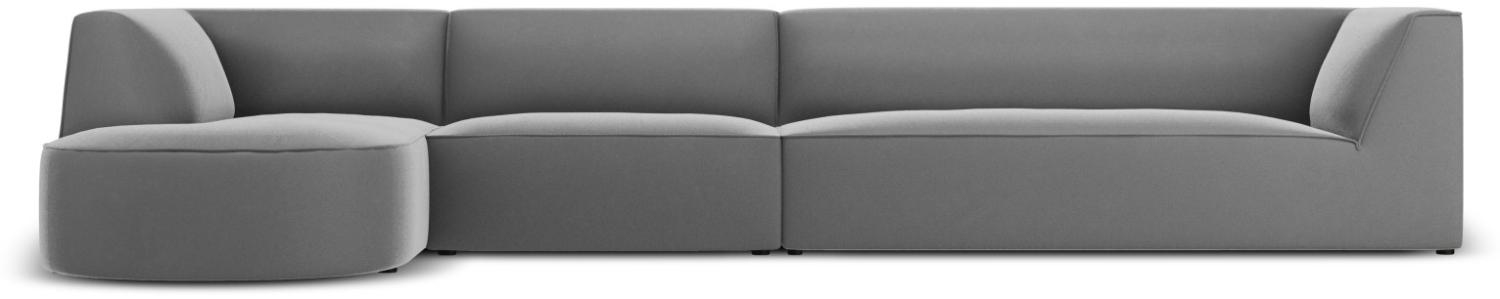 Micadoni 6-Sitzer Samtstoff Modular Ecke links Sofa Ruby | Bezug Grey | Beinfarbe Black Plastic Bild 1