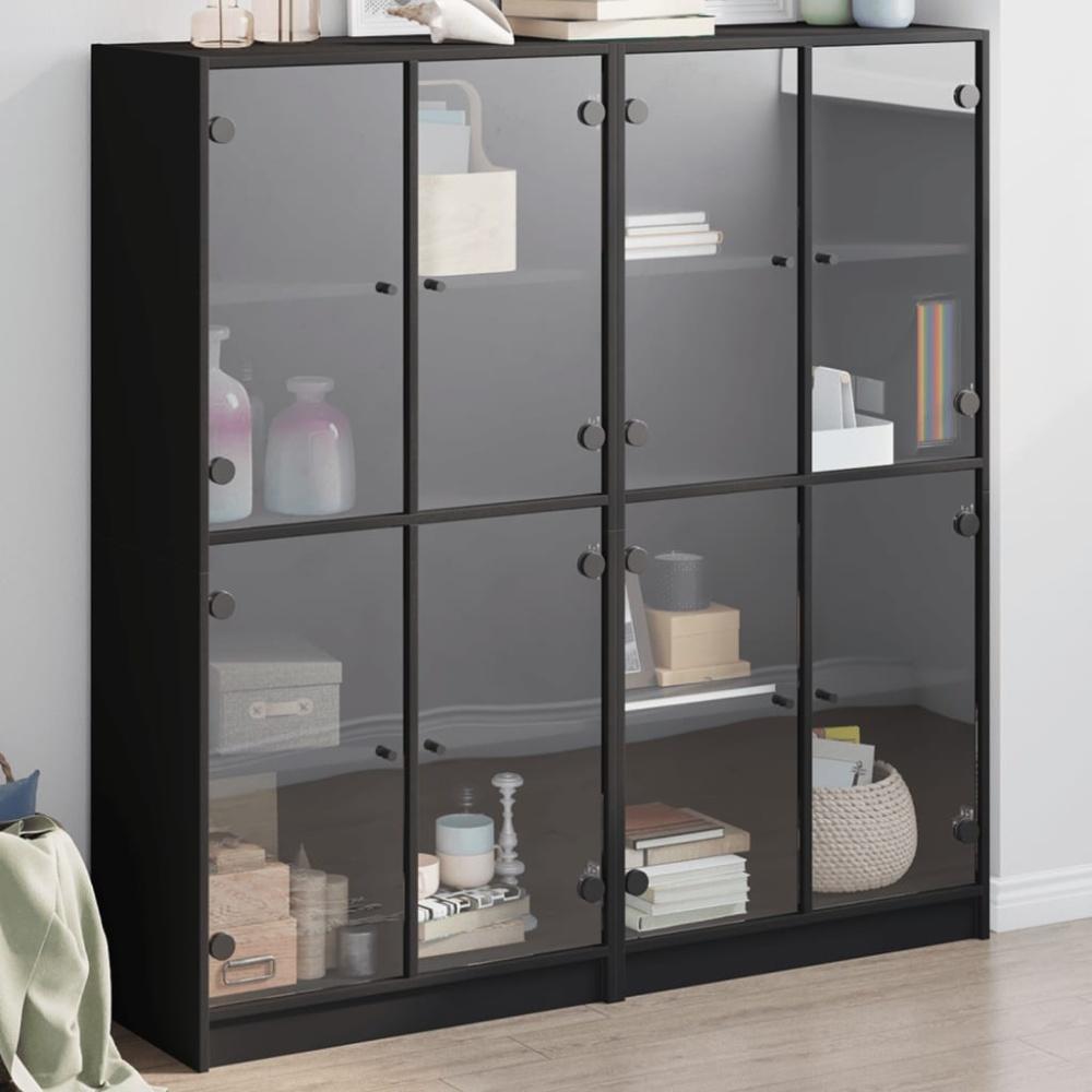 vidaXL Bücherschrank mit Türen Schwarz 136x37x142 cm Holzwerkstoff 3206518 Bild 1