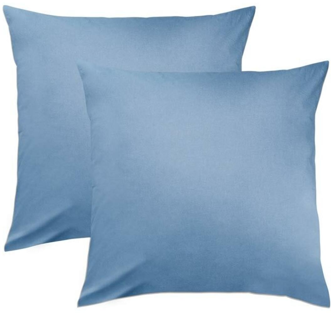 BettwarenShop Single Jersey Kissenbezug Ulm 2er Pack|40x40 cm| stahlblau Bild 1