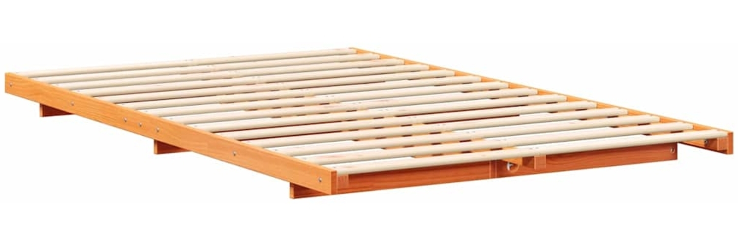 vidaXL Bodenbettgestell Wachsbraun 120 x190 cm Massivholz Kiefer 873084 Bild 1