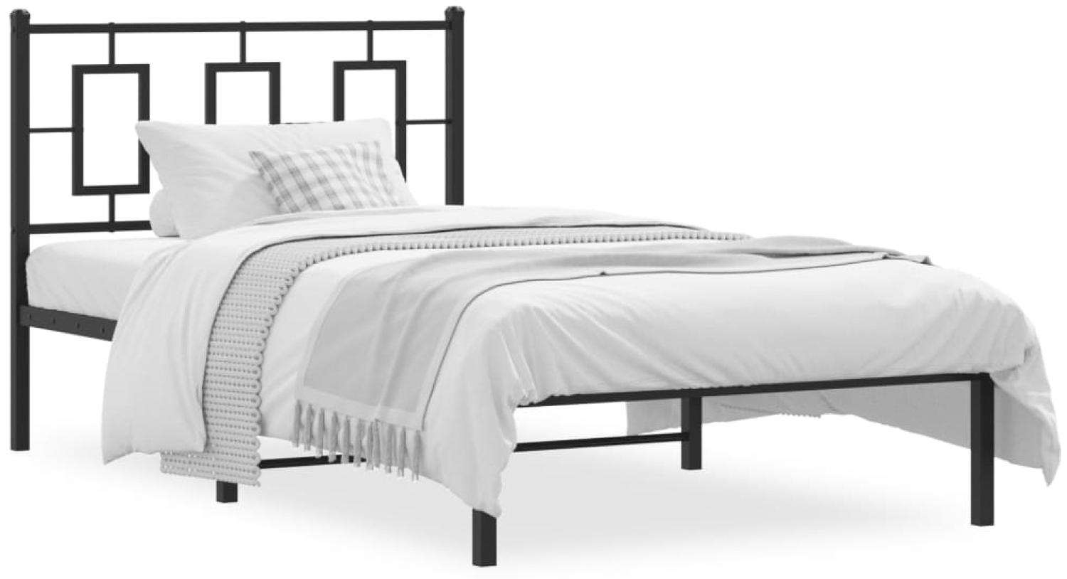 vidaXL Bettgestell mit Kopfteil Metall Schwarz 100x200 cm 374236 Bild 1