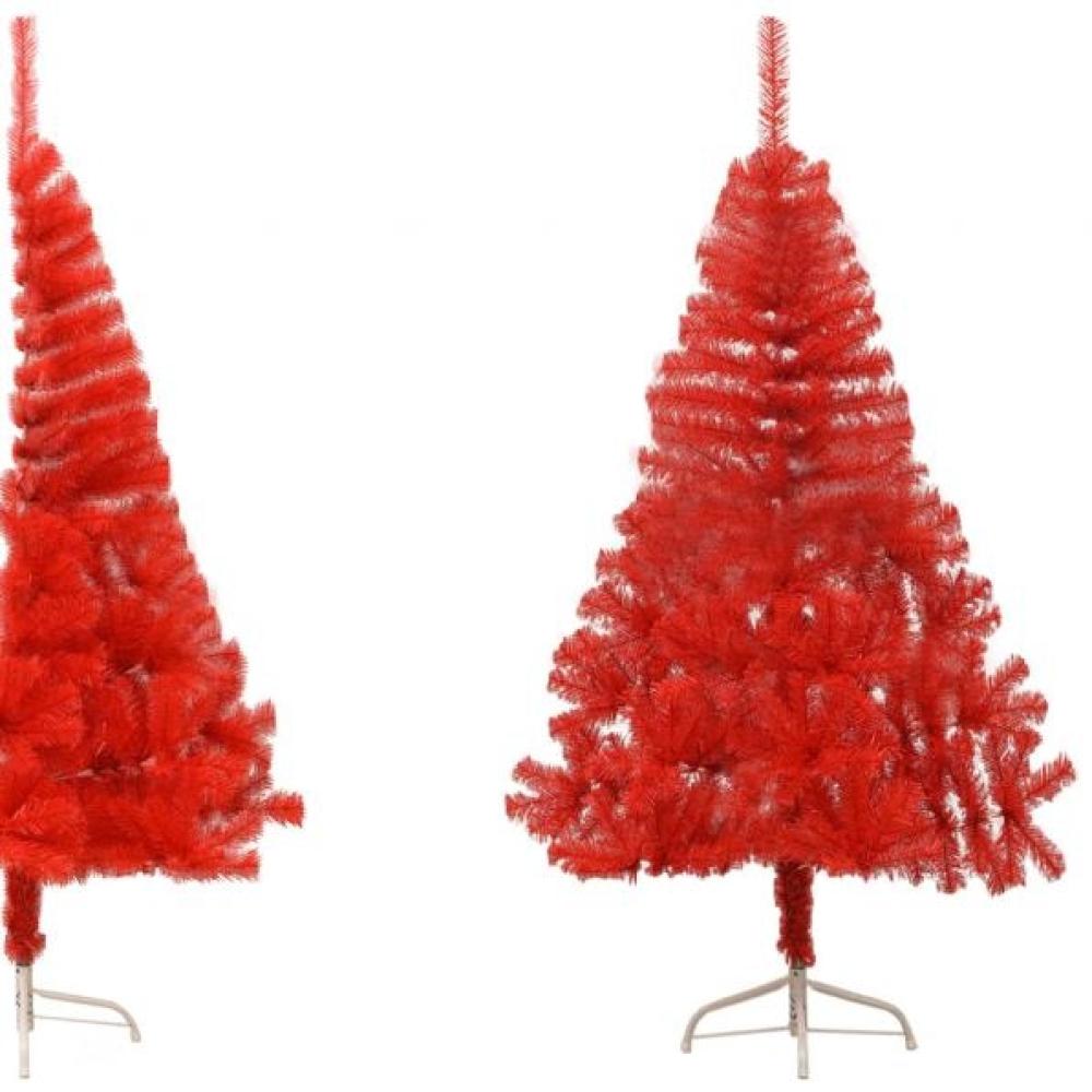 Künstlicher Halb-Weihnachtsbaum mit Ständer Rot 180 cm PVC Bild 1