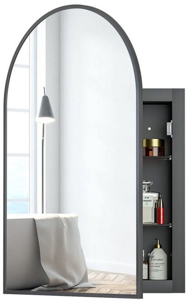 radelldar Badezimmerspiegelschrank Spigelschrank bogen eingelassen mit 3 Ablagen, 50x12x76cm Badezimmerschrank mit Spiegel Arched Bild 1