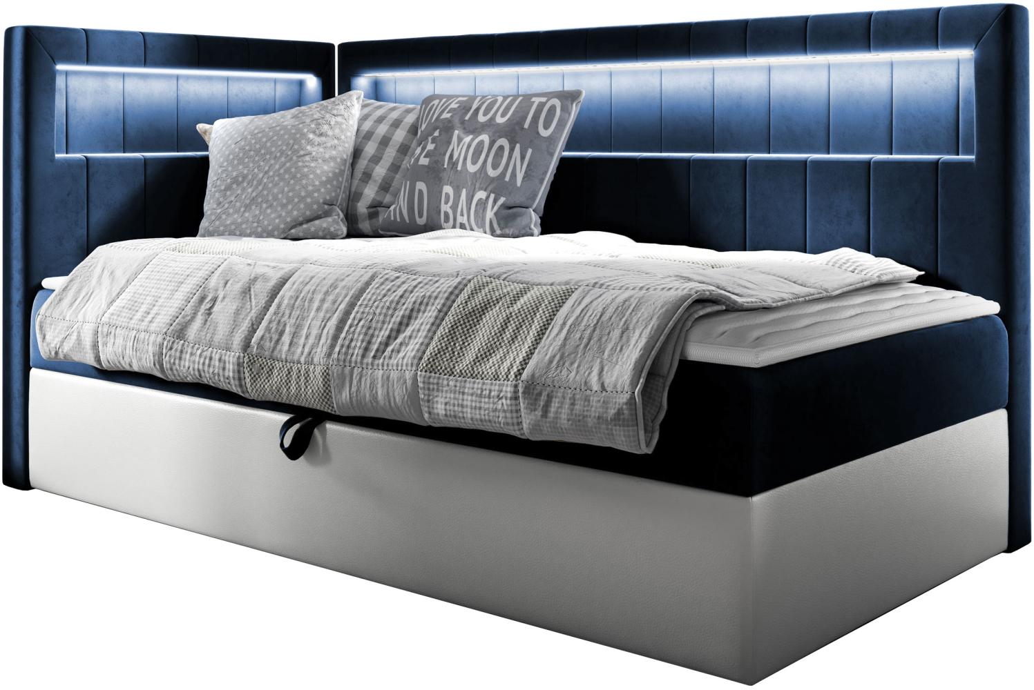 Boxspringbett 'Gladino Junior 3' blau 90 x 200 cm Links Bild 1