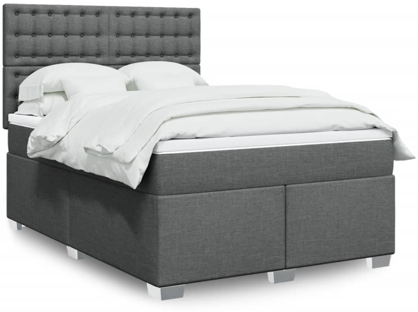 vidaXL Boxspringbett mit Matratze Dunkelgrau 140x200 cm Stoff 3290526 Bild 1