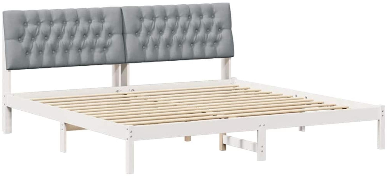vidaXL Bettgestell mit gepolstertem Kopfteil Weiß 200 x 200 cm 3394382 Bild 1