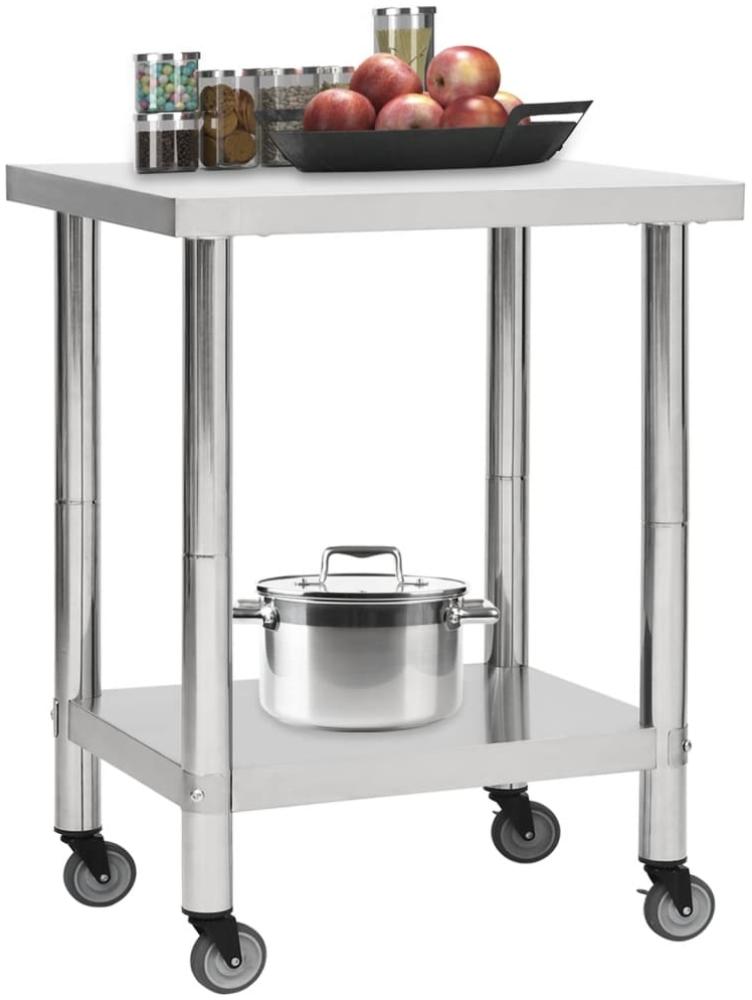 vidaXL Küchen-Arbeitstisch mit Rollen 80x45x85 cm Edelstahl 51635 Bild 1