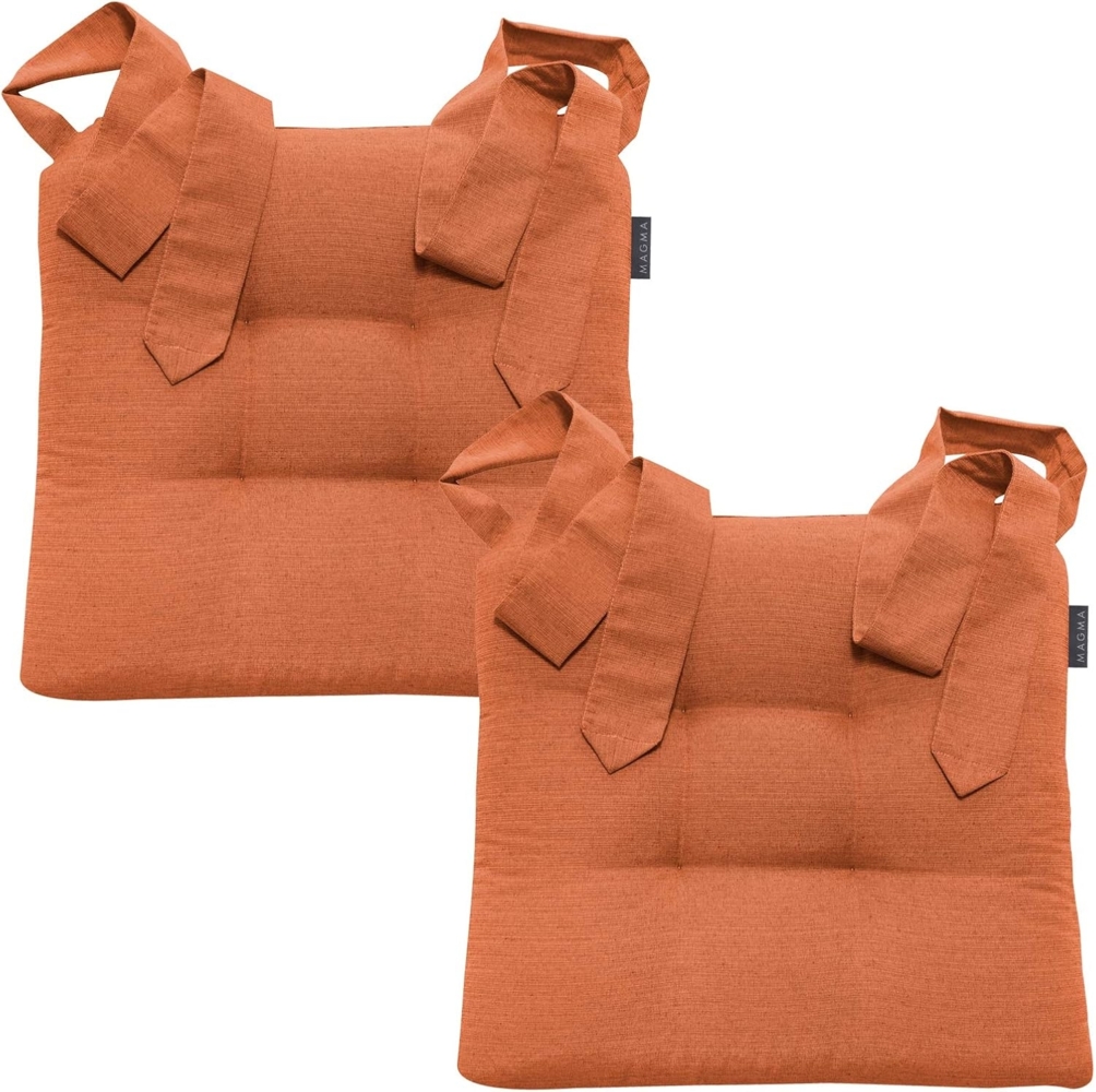 MAGMA Stuhlkissen Sitzkissen FINO Schleifenband Auflage - ca. 42cm x 46cm x 7cm - 2er Set orange Bild 1