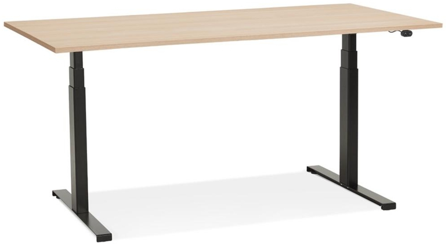 Kadima Design Bürotisch elektrisch höhenverstellbar 65-133 cm | 140x70 cm | 120 kg Tragkraft beige-schwarz | Arbeitstisch Melaminholz Bild 1