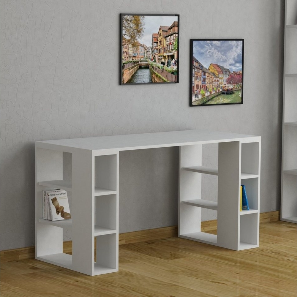 Decortie Schreibtisch Colmar (1 Tisch), Moderner Schreibtisch Mit Bücherregal, 140 x 60 x 75 cm Bild 1