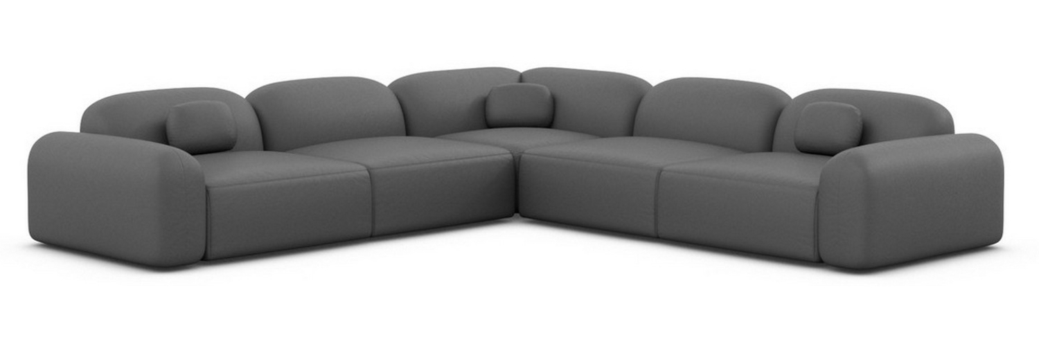 Ecksofa Barcelona mit Zierkissen, Kunstleder, Dunkelgrau, Rechts Bild 1