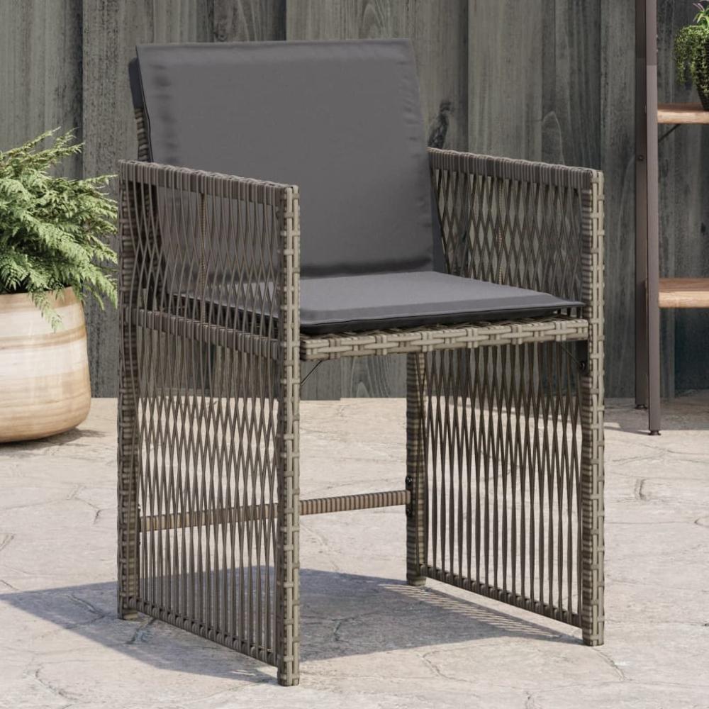 vidaXL Gartenstühle mit Kissen 4 Stk. Grau Poly Rattan 365036 Bild 1