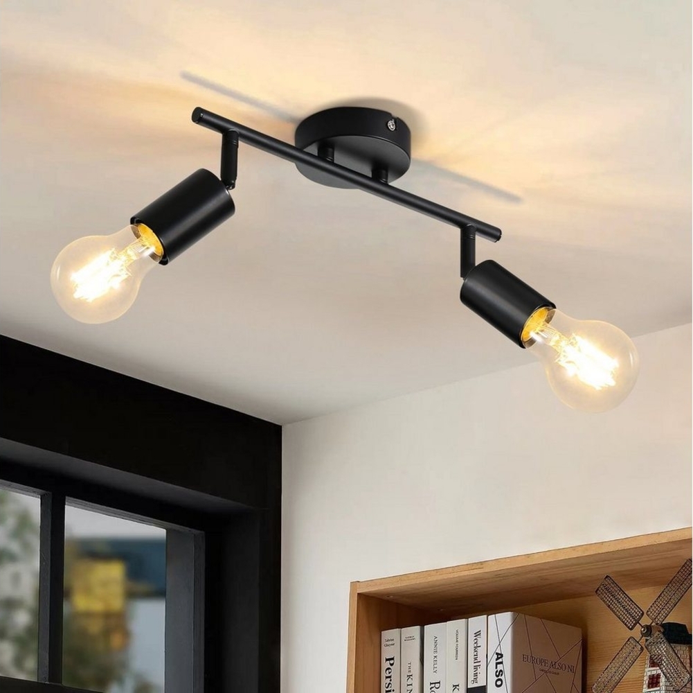 Nettlife Deckenstrahler Schwarz 1/2/3/4/6 Flammig Deckenleuchte E27 Industrial Vintage, Schwenkbar, LED wechselbar, Küche Flur Wohnzimmer Schlafzimmer Bild 1