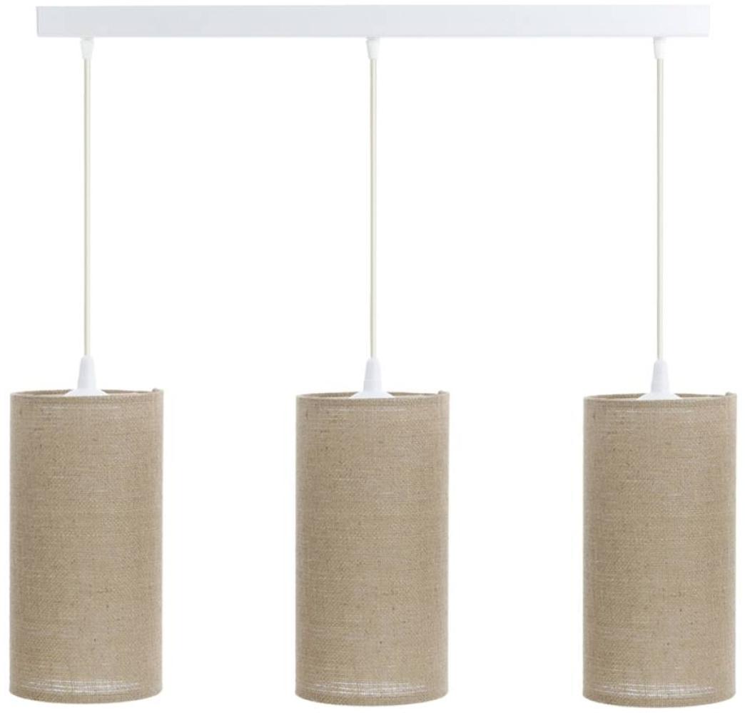 BPS Koncept 0T0-L3-003 Hängeleuchte BOHO ELEGANT E27 3x40W Stoff strukturiert auf PVC-Kunststoff beige H:102cm Ø15cm dimmbar Bild 1