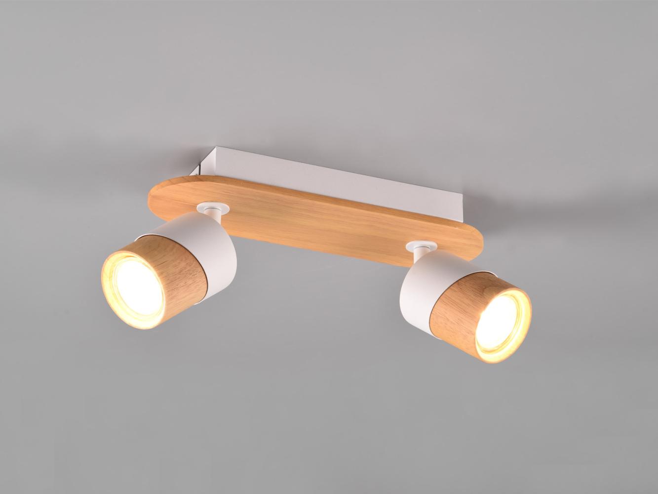 TRIO Leuchten LED Deckenstrahler, Dimmfunktion, LED wechselbar, warmweiß, innen, kleine Holz-lampe Spot schwenkbar, Deckenstrahler Treppenhaus Bild 1