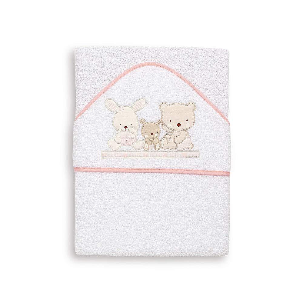 Interbaby 01080-12 Baby Kapuzenbadetuch LOVE, weiss e rosa, Rosa Bild 1