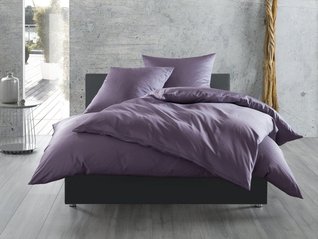 BETTWAESCHE-MIT-STIL Bettwäsche Mako Satin Bettwäsche uni einfarbig, Mako-Satin, 2 teilig Bild 1
