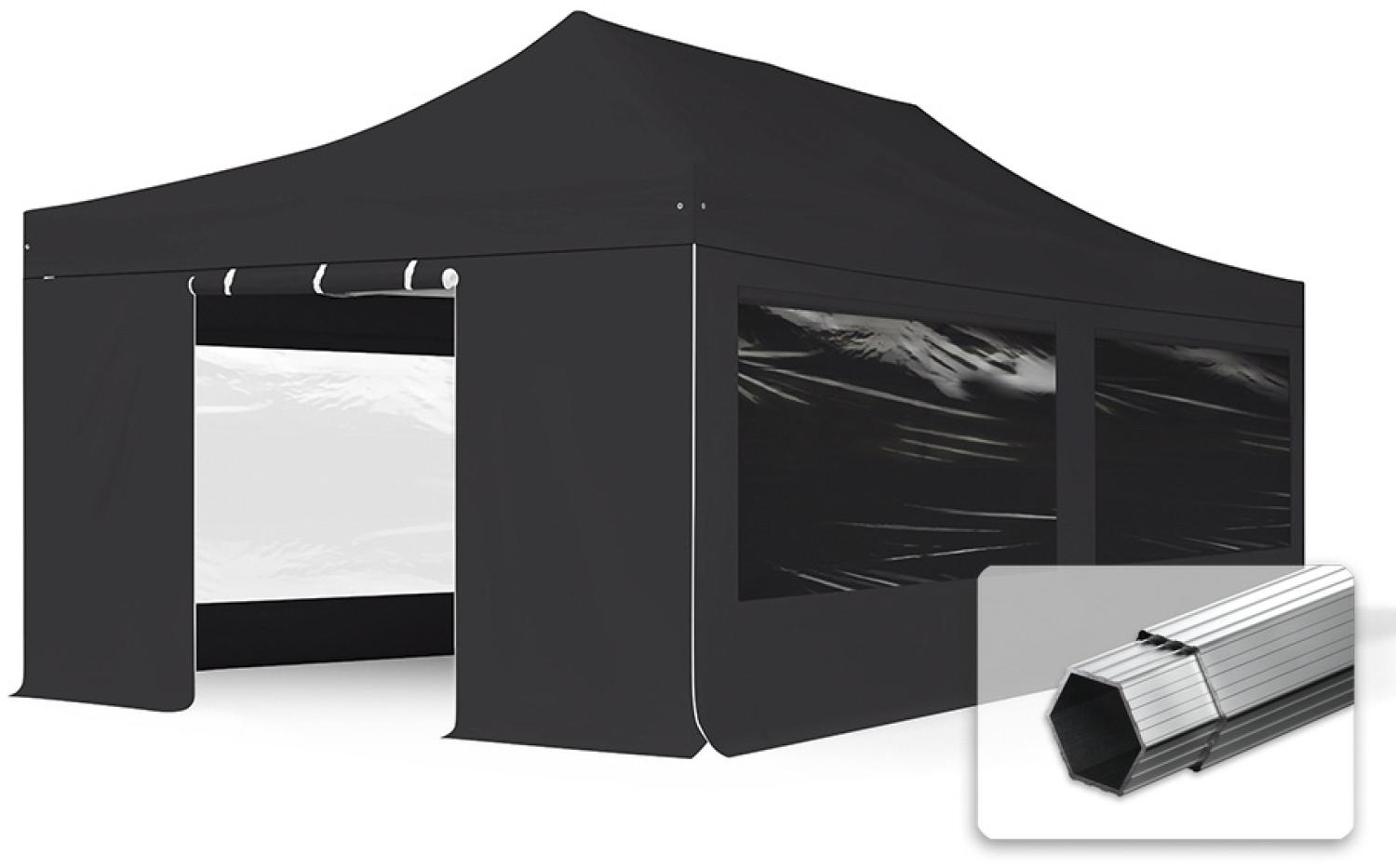 4x8 m Faltpavillon PROFESSIONAL Alu 50mm, Seitenteile mit Panoramafenstern, schwarz Bild 1