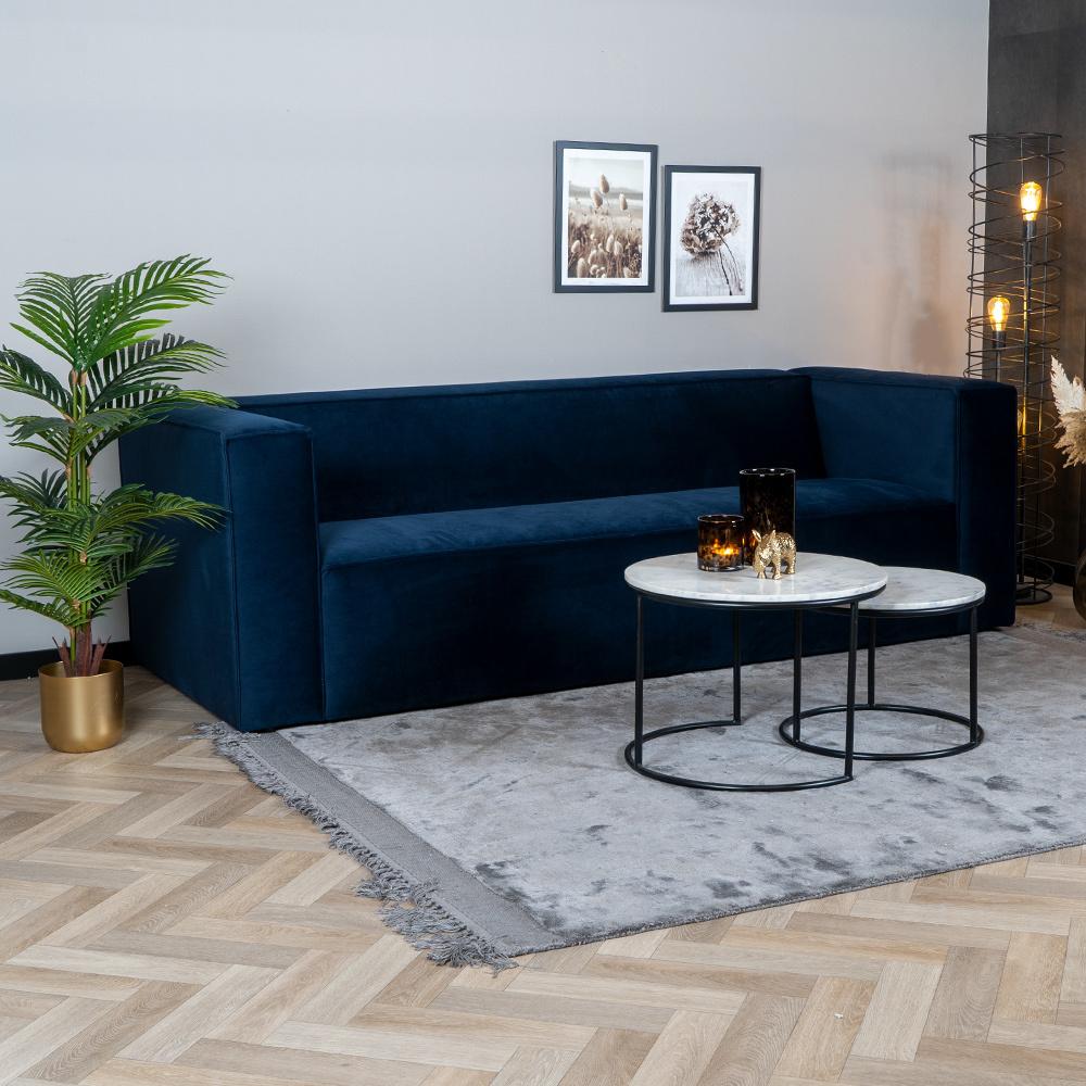 Bronx71 Samt Sofa Memphis 3-Sitzer dunkelblau Bild 1