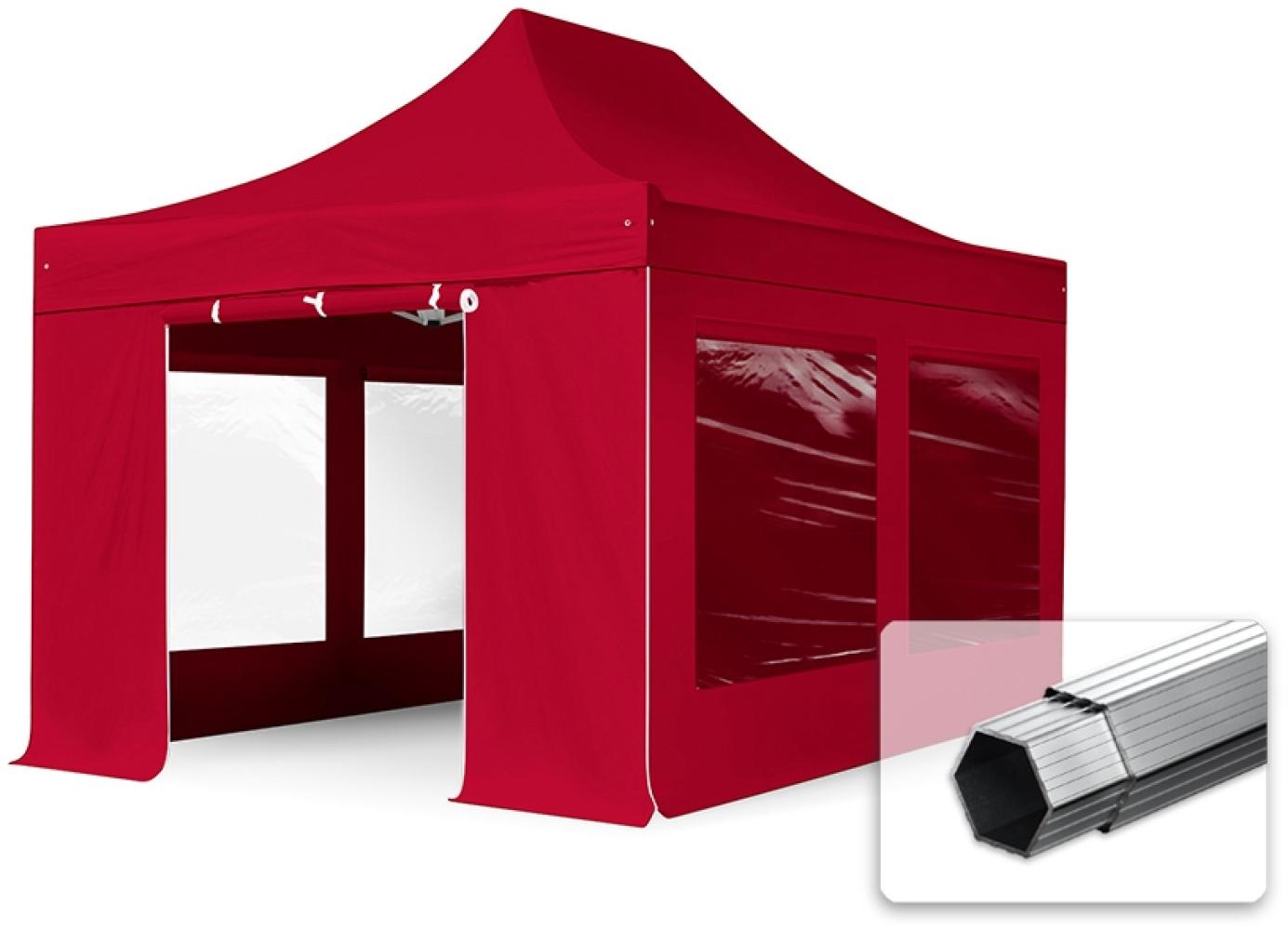 3x4,5 m Faltpavillon PROFESSIONAL Alu 40mm, Seitenteile mit Panoramafenstern, rot Bild 1