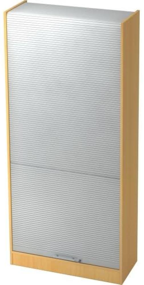 Rollladenschrank 90cm, 5OH RE Buche / Silber Bild 1