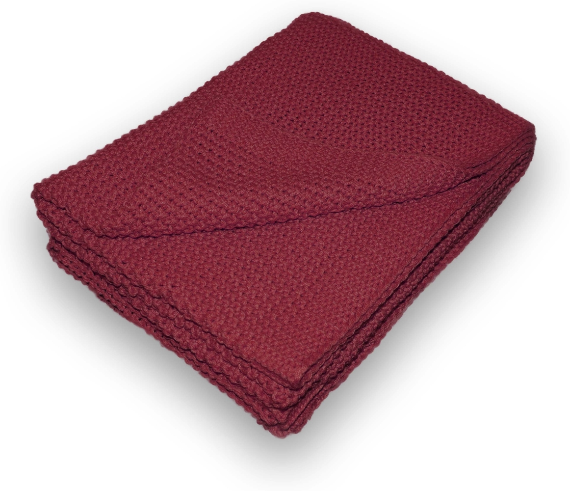 Traumhaft gut schlafen Strickdecke, Kuscheldecke verschiedene Farben, 100% Polyester, Farbe: Weinrot Bild 1