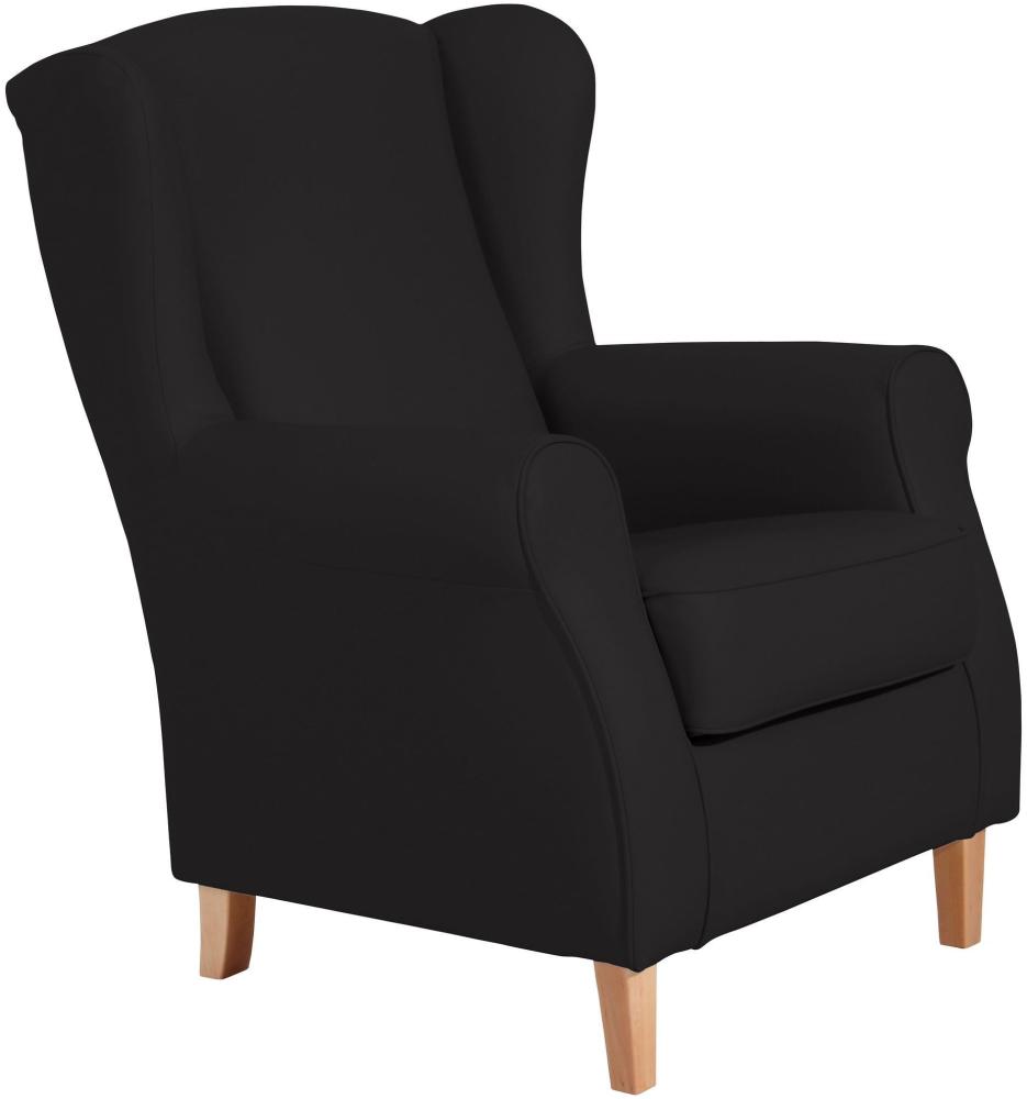 Ohrensessel Karlen Bezug Kunstleder Buche natur / schwarz 22084 Bild 1