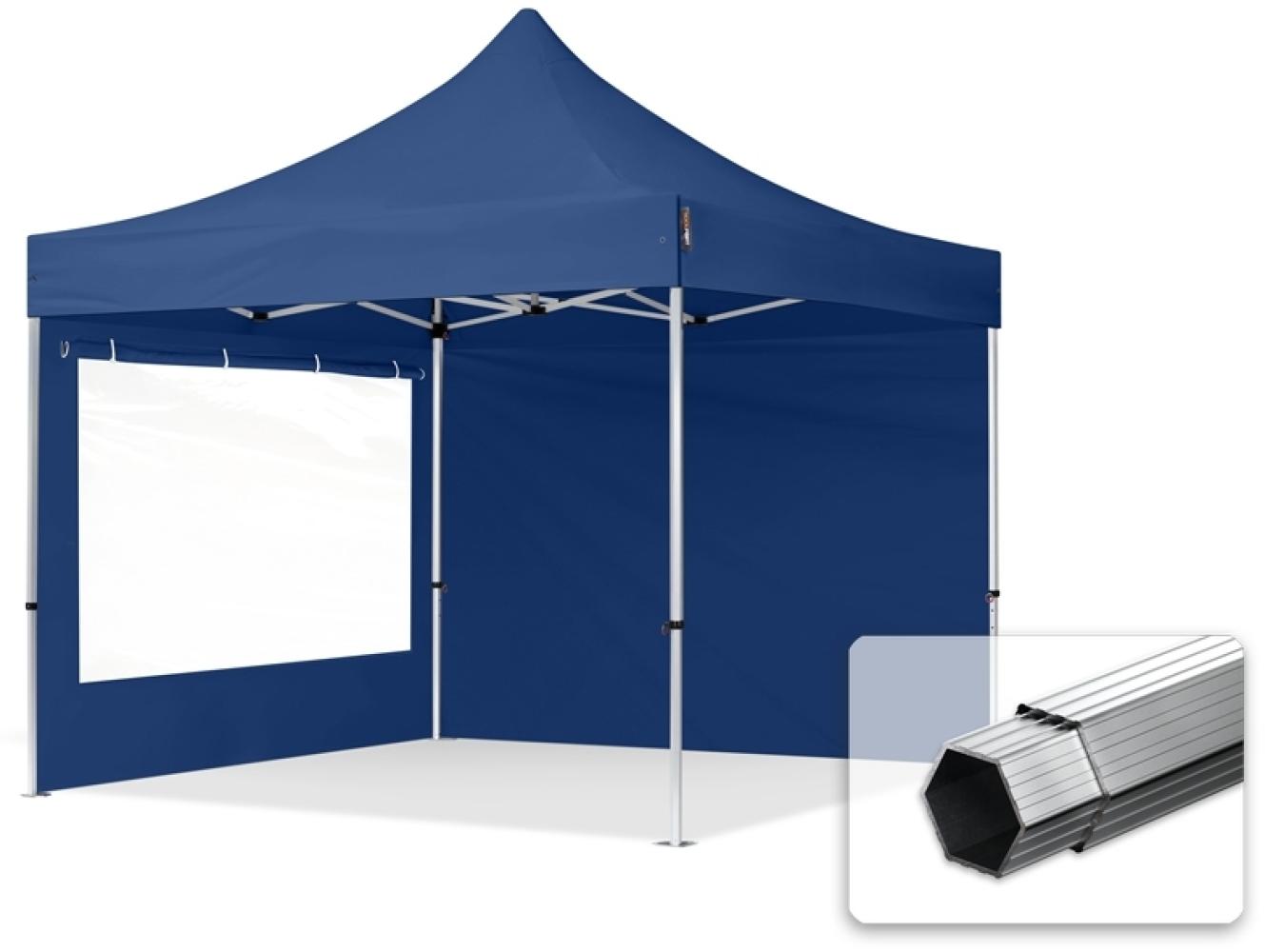 3x3m Faltpavillon PROFESSIONAL Alu 40mm, Seitenteile mit Panoramafenstern, blau Bild 1