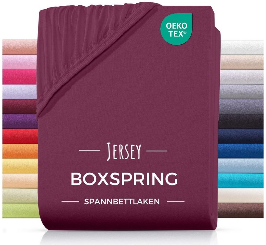 Carpe Sonno Spannbettlaken Boxspringbett Wasserbett Jersey 180x200 180x220 200x200 200x220, Jersey, Gummizug: rundum, (1 Stück), Bettlaken Baumwolle Matratzenbezug hohe Matratzen bis 32cm Bild 1