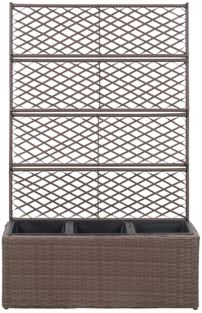 vidaXL Hochbeet mit Rankgitter 3 Töpfe 83×30×130cm Poly Rattan Braun 46938 Bild 1