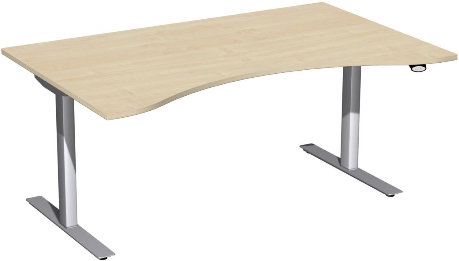 Elektro-Hubtisch 'Flex', höhenverstellbar, 160 x 100 x 68-116cm, Ahorn / Silber Bild 1