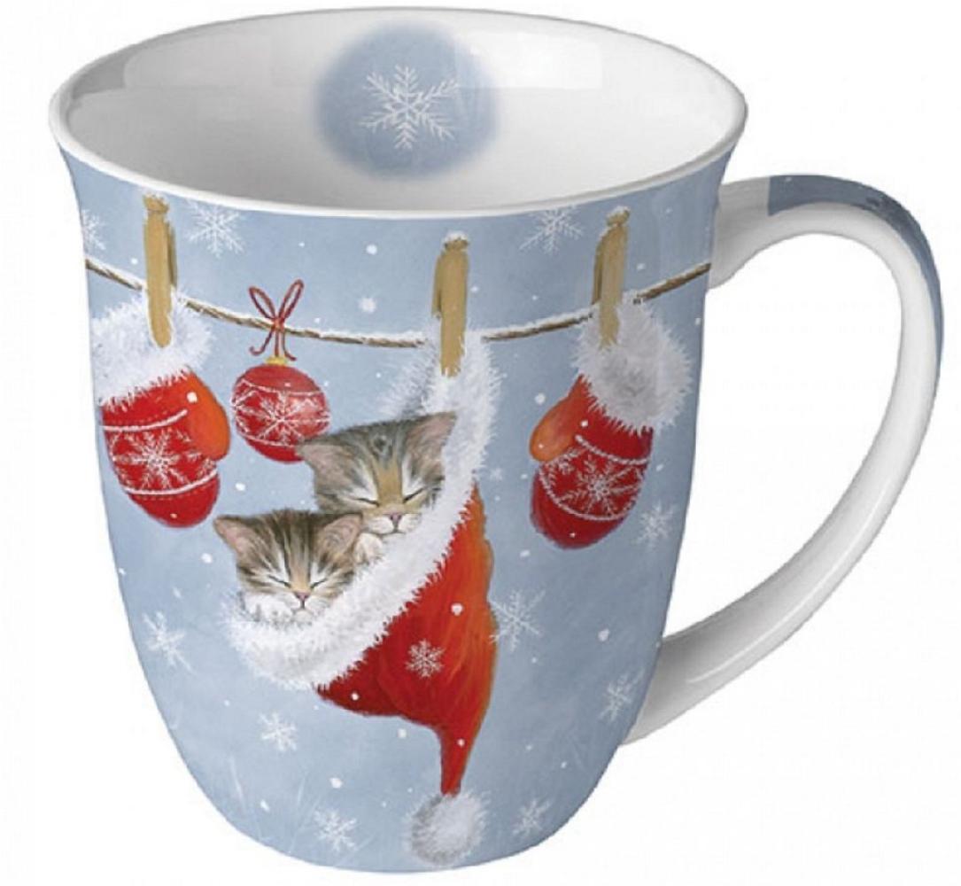 Ambiente Luxury Paper Products Becher Weihnachtsbecher- Silvester - Herbst / Winter Tee - Kaffee Tasse, Porzellan Weihnachtskatze, Kollektion Mug Weihnachten Geschenkartikel Bild 1