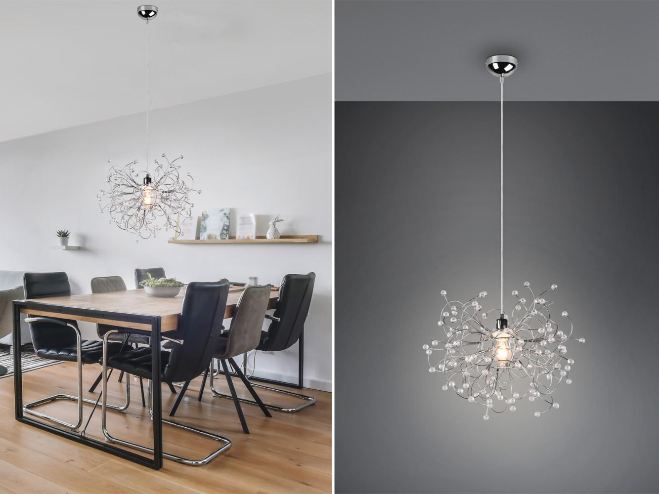 Reality Leuchten LED Pendelleuchte, Dimmfunktion, LED wechselbar, warmweiß, ausgefallene Designer Kristall-lampe hängend, Galerie & Treppenhaus Bild 1