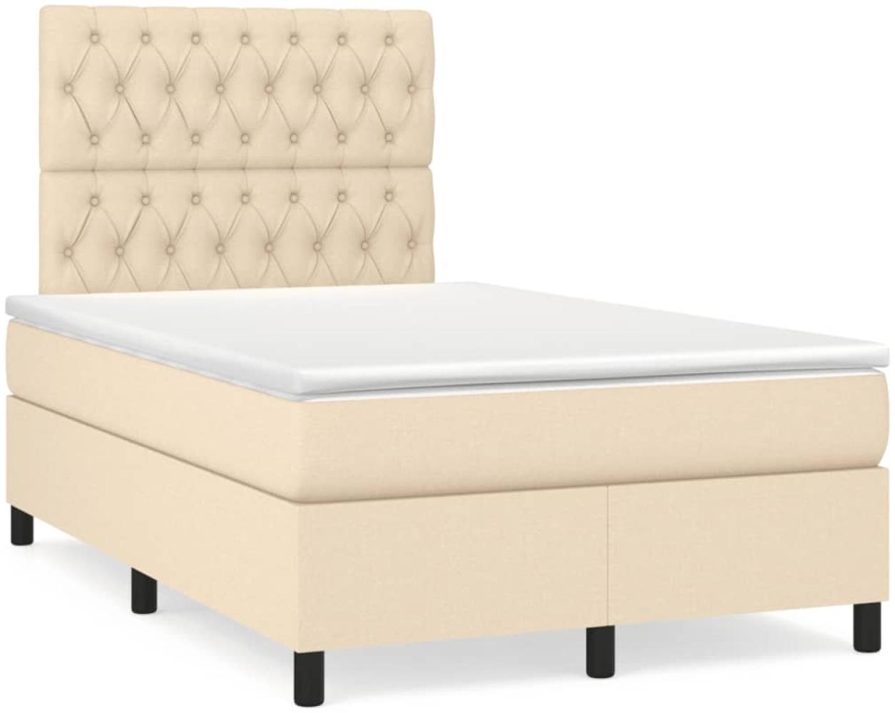 vidaXL Boxspringbett mit Matratze & LED Creme 120x190 cm Stoff 3270223 Bild 1