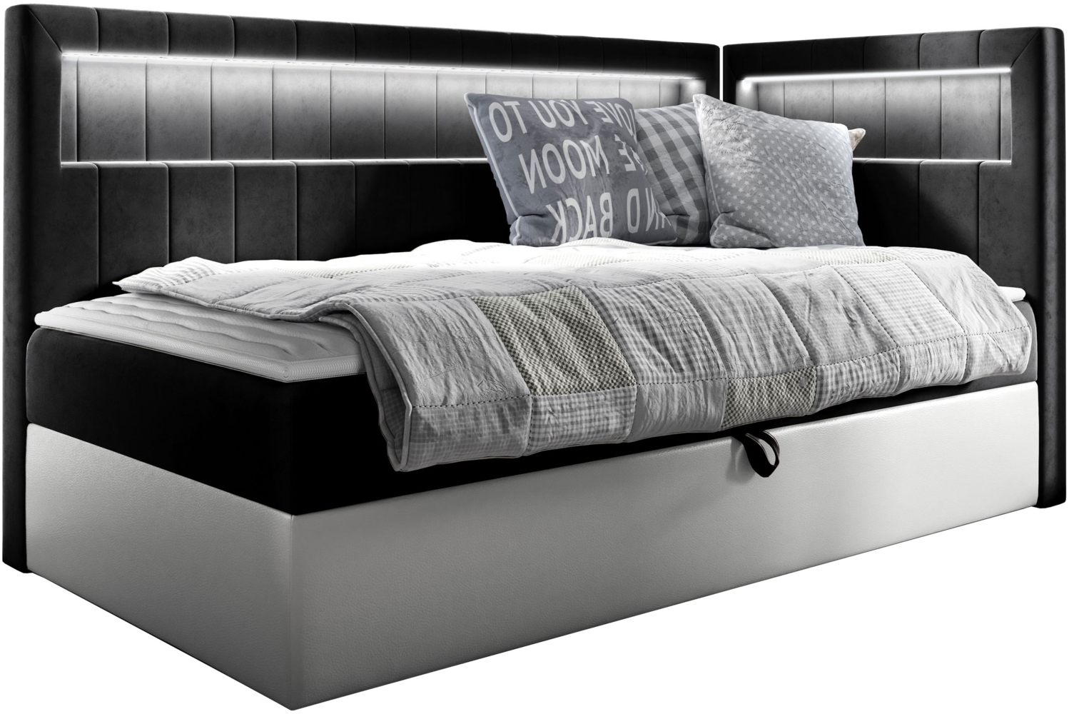 Boxspringbett 'Gladino Junior 3' schwarz 80 x 200 cm Rechts Bild 1