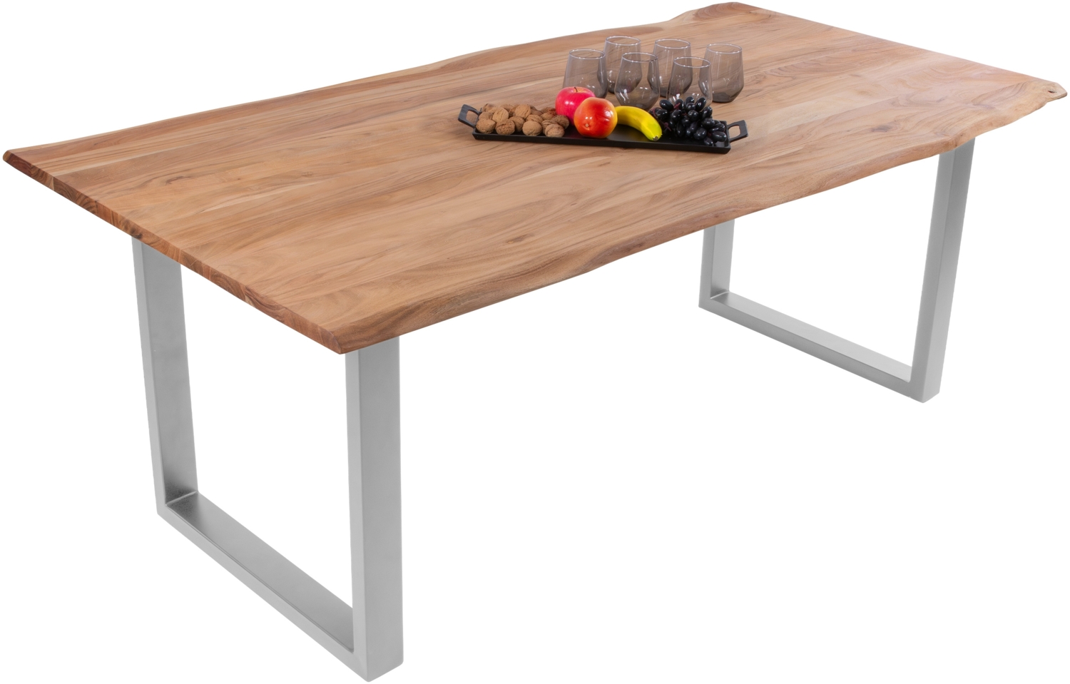 Esstisch Baumkante massiv Akazie eichefarben 280 x 100 cm silber DEREK 141784933 Bild 1