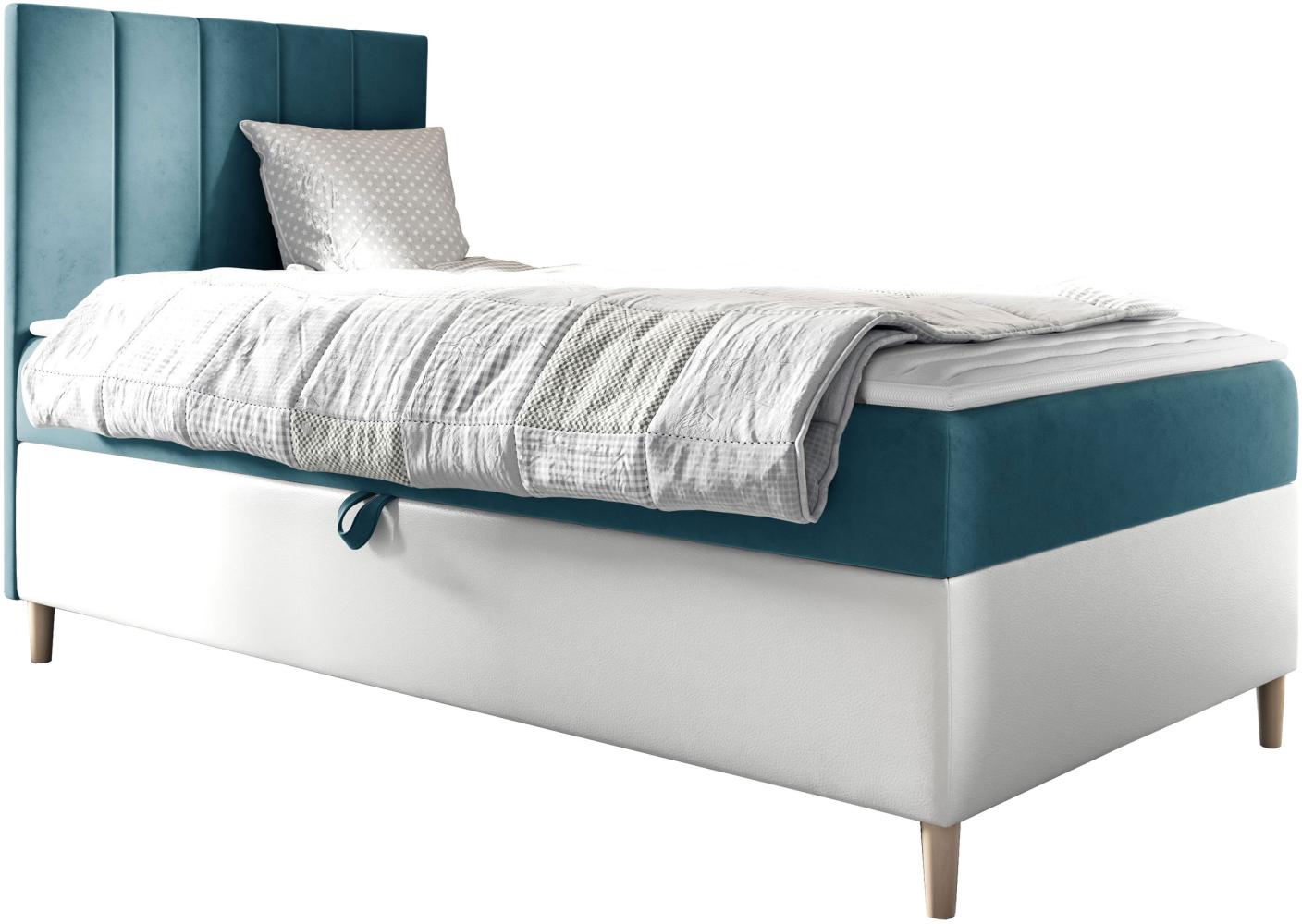 Boxspringbett Chapeni 'Junior 1' blau 80 x 200 cm Links Bild 1