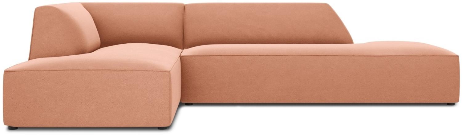 Micadoni 4-Sitzer Samtstoff Modular Ecke links Sofa Ruby | Bezug Pink | Beinfarbe Black Plastic Bild 1