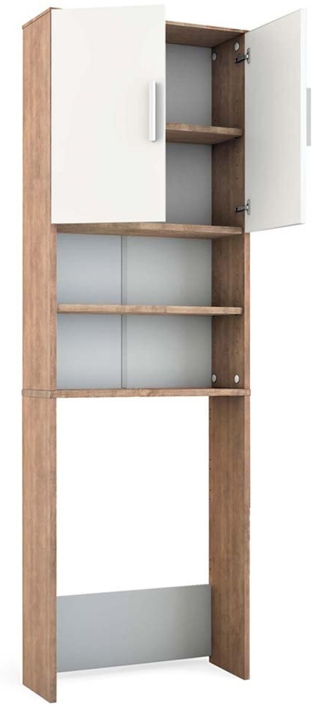 Toilettenschrank Sonoma/Weiß 64 x 190 cm mit 2 Türen Vicco Bild 1